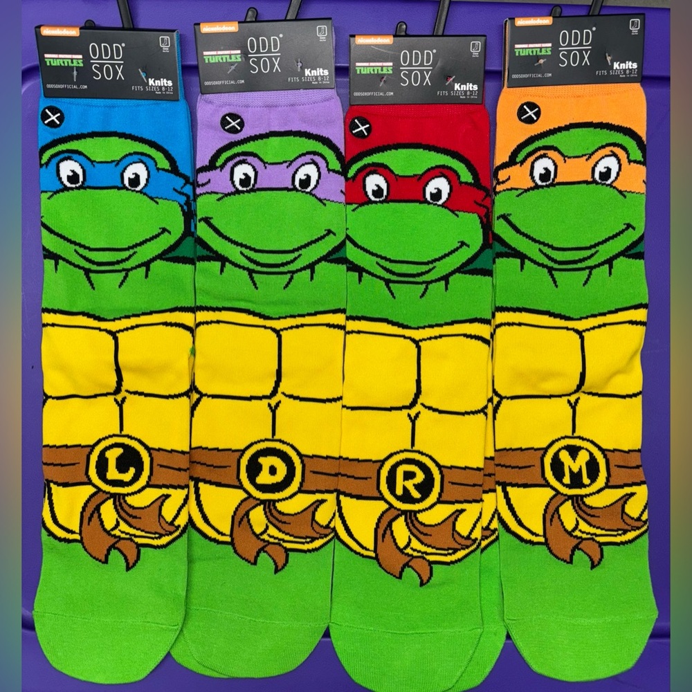 TEENAGE MUTANT NINJA TURTLES ODD SOX NOVELTY CREW SOCKS NWT MEN’S SHOE SIZE 8-12